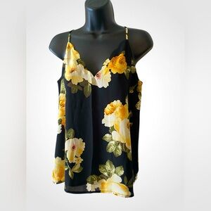 Socialite Black floral print spaghetti strap Camisole Sleeveless Top NWOT size S